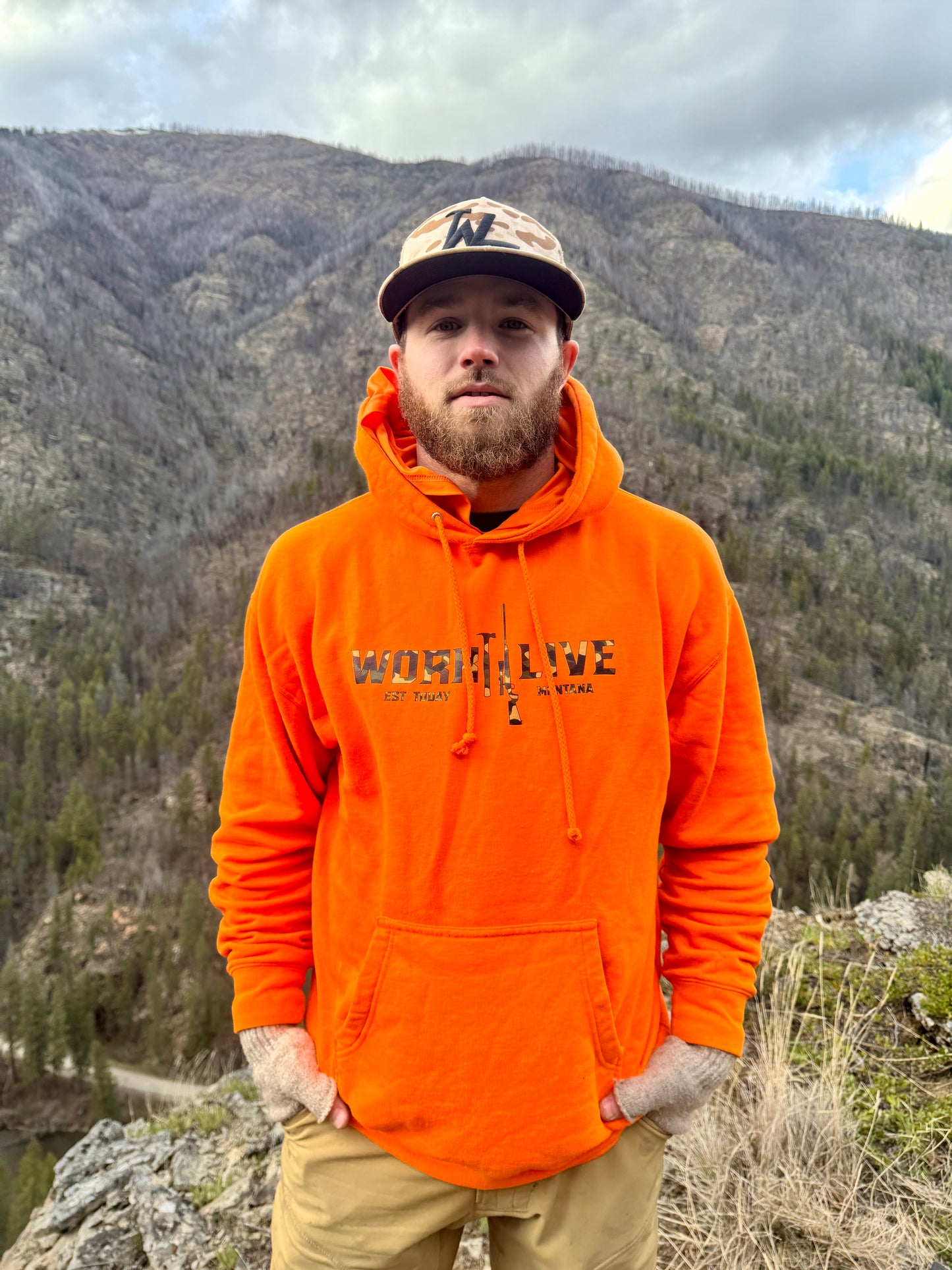 Work To Live Hoodie - Blaze Orange