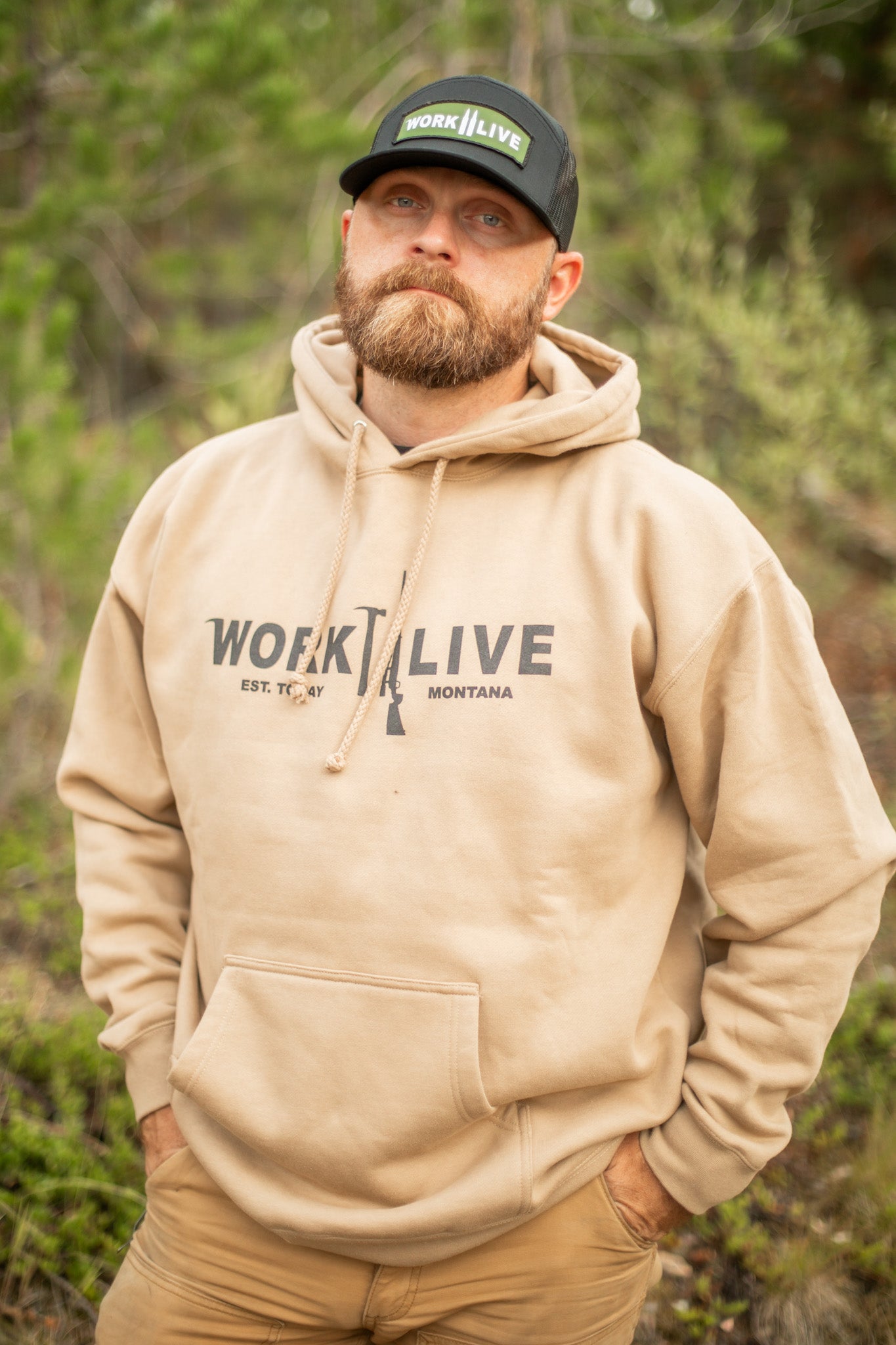 WORK TO LIVE HOODIE - DESERT