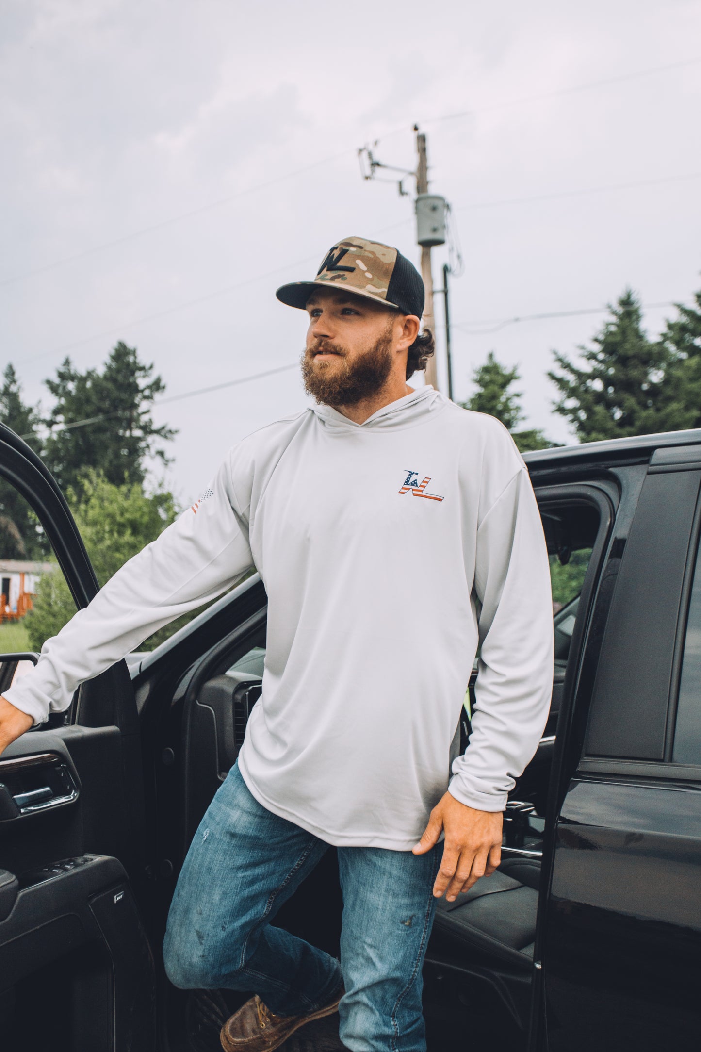 USA Freedom Sun Hoodie - Cement Gray